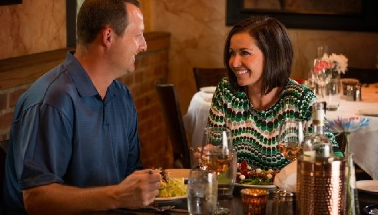 Couple eating dinner