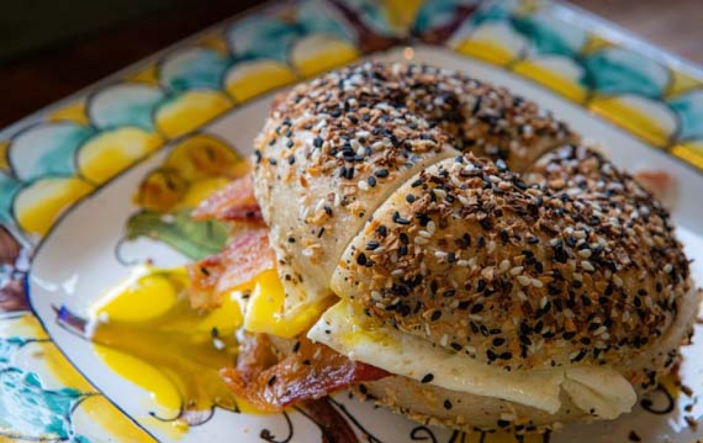 Corn flour bagel sandwich.
