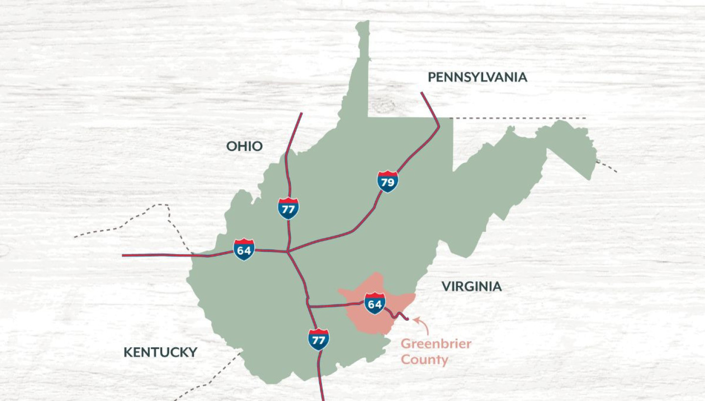 map of greenbrier count wv 1200x680