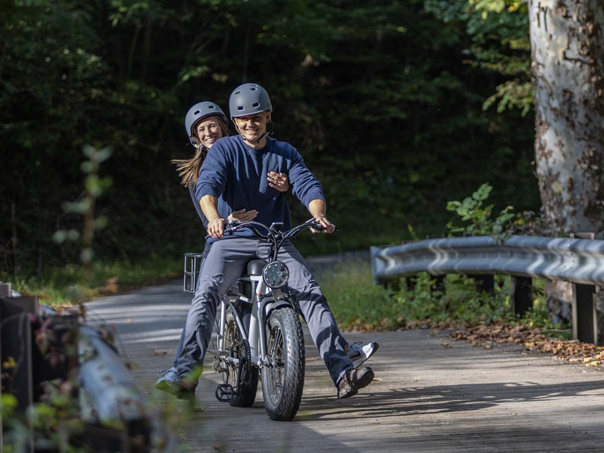 exploring by electric bike at wv glamping domes in greenbrier valley wv