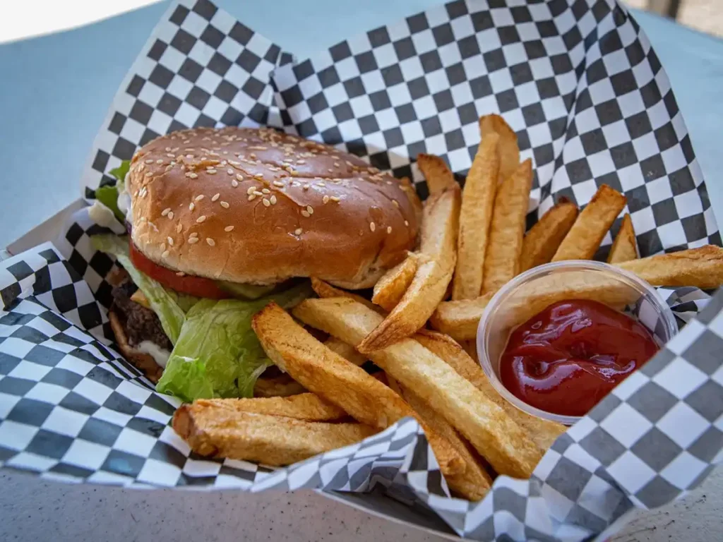 jim's drive-in burger basket.