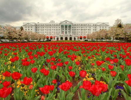 Flowers in front of The Greenbrier