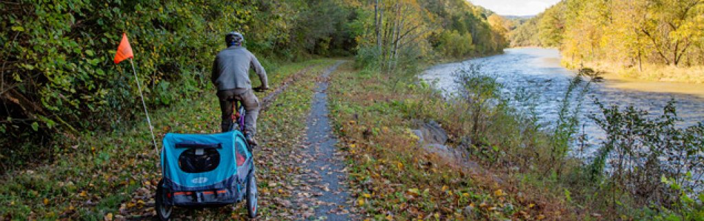 Biking along Greenbrier River Trail.