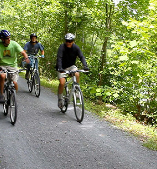 biking on a trail